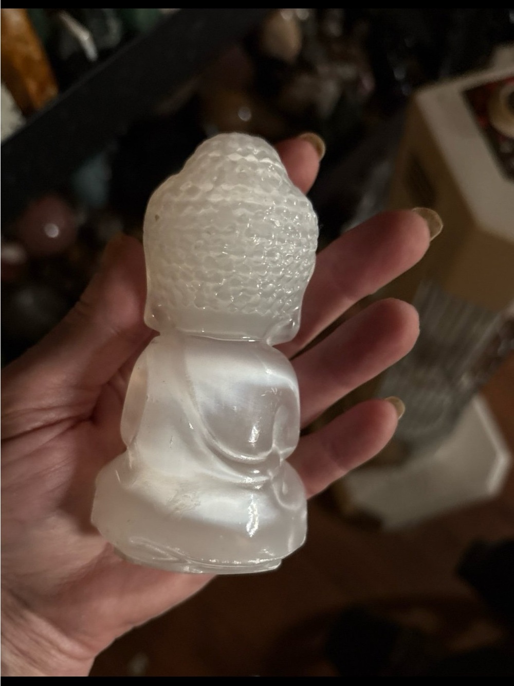 Satin Spar Buddha Carving - Picture 6 of 10